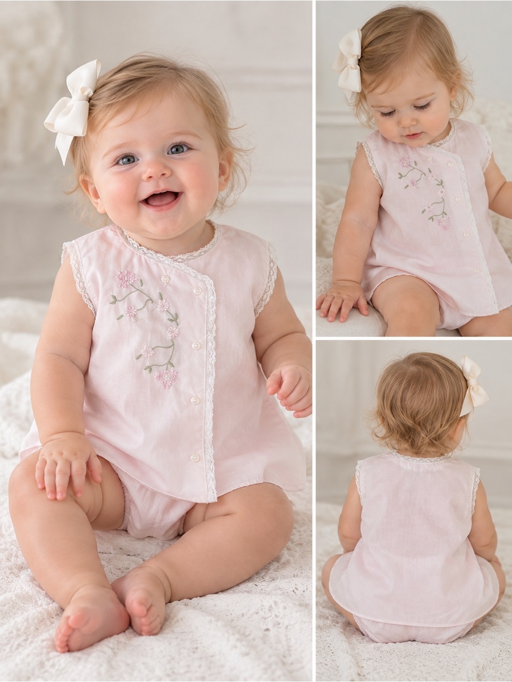 Feltman Brothers Pale Pink Embroidered Baby Set